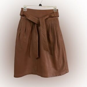 Massimo Dutti Tan Leather A-Line Skirt